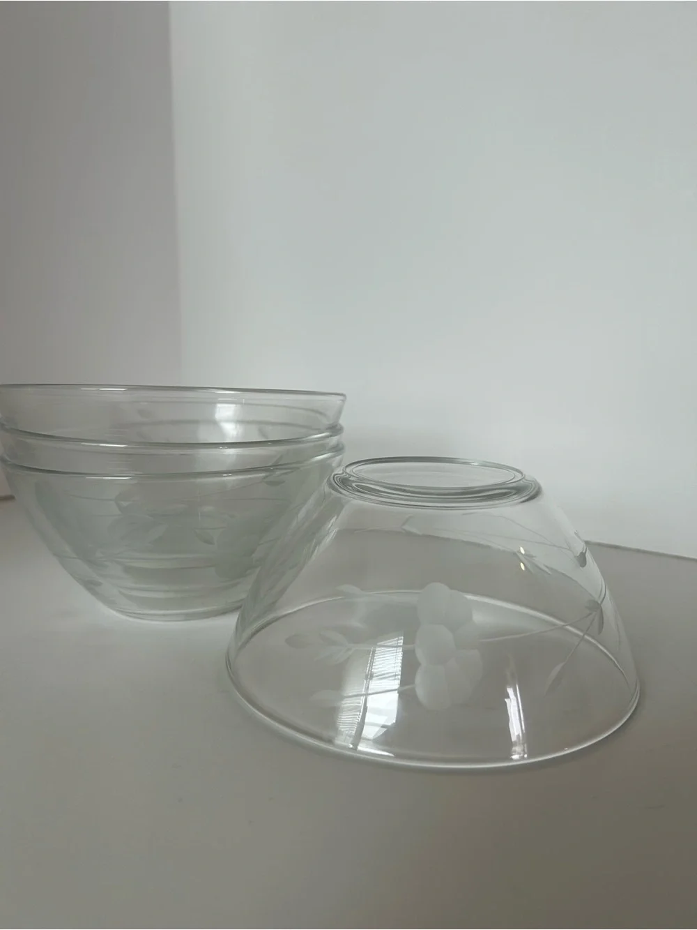 Princess House classic design. Etched Glass Bowls - Clear